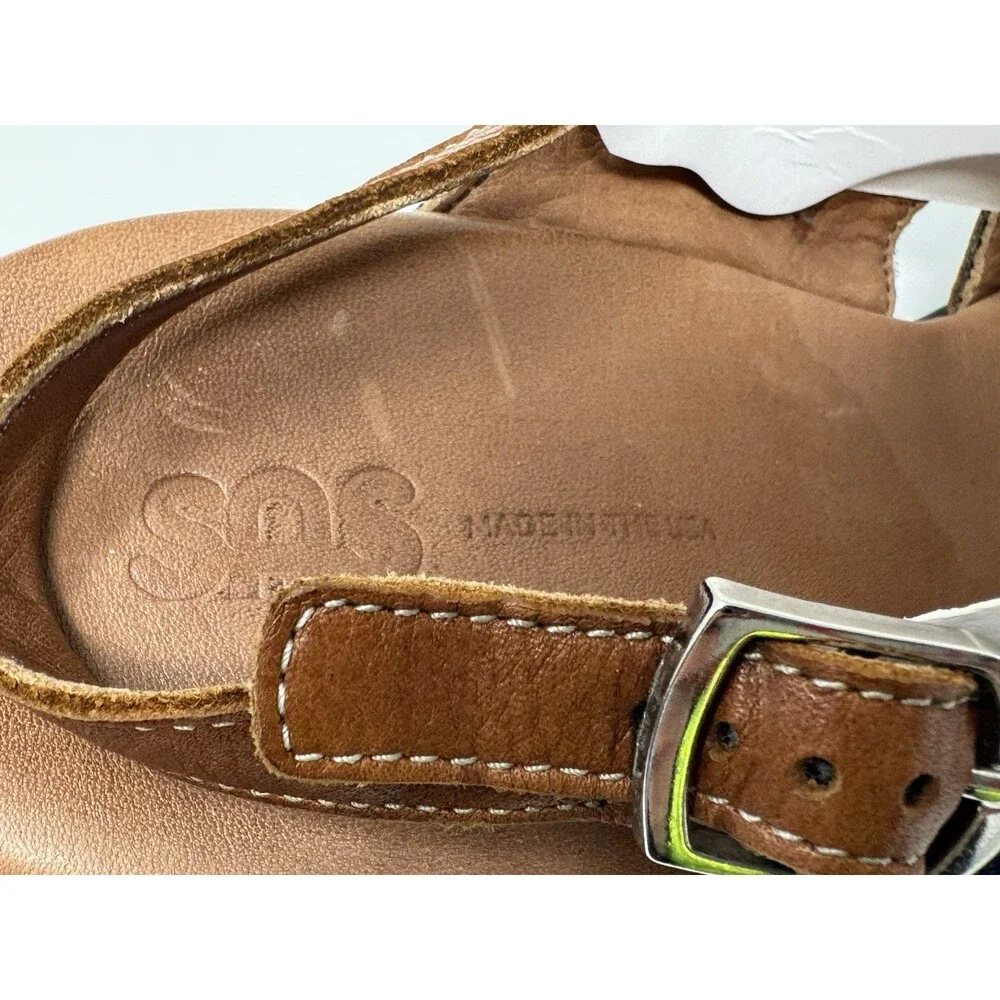 SAS Layla Brie Strappy‎ Denim Jean & Leather Wedge Sandal Shoe Size 10 M